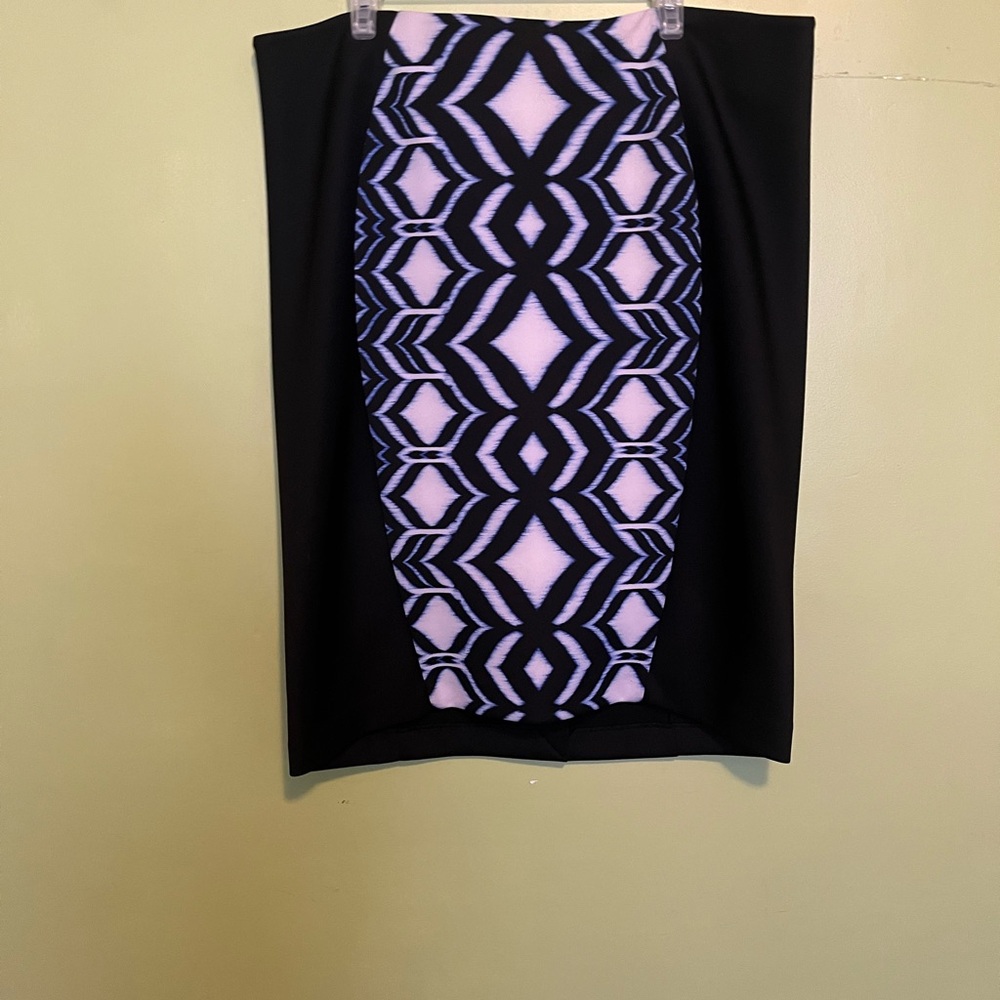 Lane Bryant Black and Blue Patterned Skirt